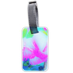 Abstract Pink Hibiscus Bloom With Flower Power Luggage Tags (two Sides) by myrubiogarden