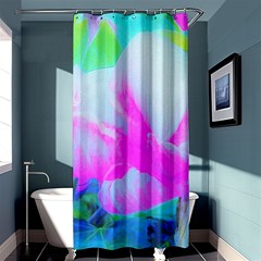 Abstract Pink Hibiscus Bloom With Flower Power Shower Curtain 36  X 72  (stall)  by myrubiogarden