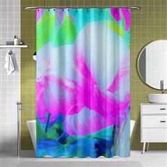 Abstract Pink Hibiscus Bloom With Flower Power Shower Curtain 48  X 72  (small)  by myrubiogarden