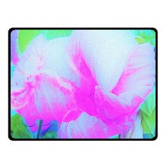 Abstract Pink Hibiscus Bloom With Flower Power Double Sided Fleece Blanket (small)  by myrubiogarden