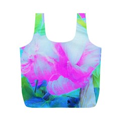 Abstract Pink Hibiscus Bloom With Flower Power Full Print Recycle Bag (m) by myrubiogarden