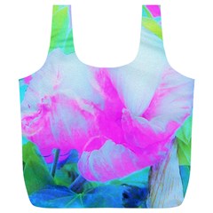 Abstract Pink Hibiscus Bloom With Flower Power Full Print Recycle Bag (xl) by myrubiogarden