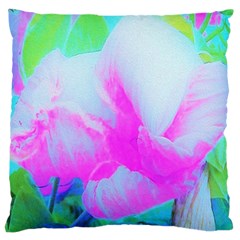 Abstract Pink Hibiscus Bloom With Flower Power Standard Flano Cushion Case (one Side) by myrubiogarden