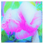 Abstract Pink Hibiscus Bloom With Flower Power Large Satin Scarf (Square) Front