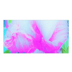 Abstract Pink Hibiscus Bloom With Flower Power Satin Shawl by myrubiogarden