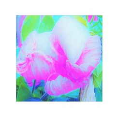 Abstract Pink Hibiscus Bloom With Flower Power Small Satin Scarf (square) by myrubiogarden