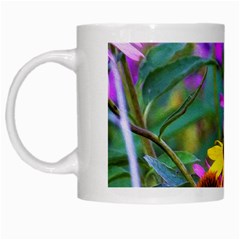 Yellow Flowers In The Purple Coneflower Garden White Mugs by myrubiogarden