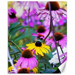 Yellow Flowers In The Purple Coneflower Garden Canvas 16  X 20  by myrubiogarden