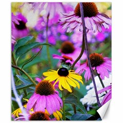 Yellow Flowers In The Purple Coneflower Garden Canvas 20  X 24  by myrubiogarden