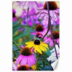 Yellow Flowers In The Purple Coneflower Garden Canvas 20  X 30  by myrubiogarden