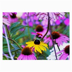 Yellow Flowers In The Purple Coneflower Garden Large Glasses Cloth by myrubiogarden