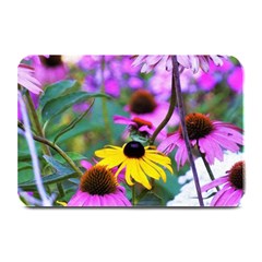 Yellow Flowers In The Purple Coneflower Garden Plate Mats by myrubiogarden