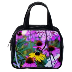 Yellow Flowers In The Purple Coneflower Garden Classic Handbag (one Side) by myrubiogarden