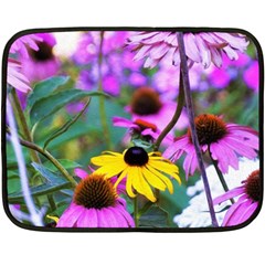 Yellow Flowers In The Purple Coneflower Garden Double Sided Fleece Blanket (mini)  by myrubiogarden