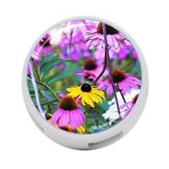 Yellow Flowers In The Purple Coneflower Garden 4-port Usb Hub (one Side) by myrubiogarden