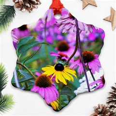 Yellow Flowers In The Purple Coneflower Garden Ornament (snowflake)