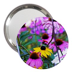 Yellow Flowers In The Purple Coneflower Garden 3  Handbag Mirrors by myrubiogarden