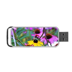 Yellow Flowers In The Purple Coneflower Garden Portable Usb Flash (one Side) by myrubiogarden