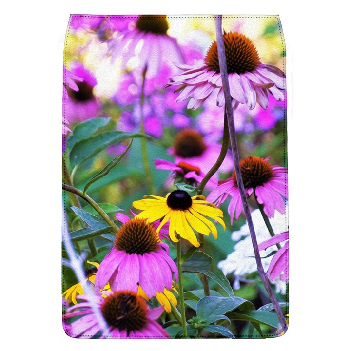 Yellow Flowers In The Purple Coneflower Garden Removable Flap Cover (L)