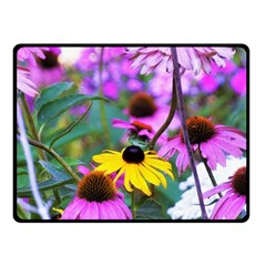 Yellow Flowers In The Purple Coneflower Garden Double Sided Fleece Blanket (small)  by myrubiogarden