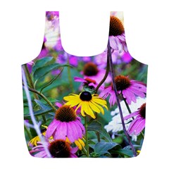 Yellow Flowers In The Purple Coneflower Garden Full Print Recycle Bag (l) by myrubiogarden