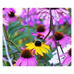 Yellow Flowers In The Purple Coneflower Garden Double Sided Flano Blanket (small)  by myrubiogarden