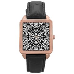 Pattern Star Design Texture Rose Gold Leather Watch  by Pakrebo