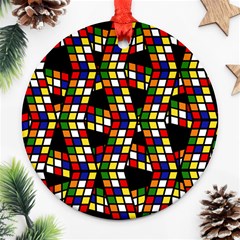 Graphic Pattern Rubiks Cube Cube Round Ornament (Two Sides)