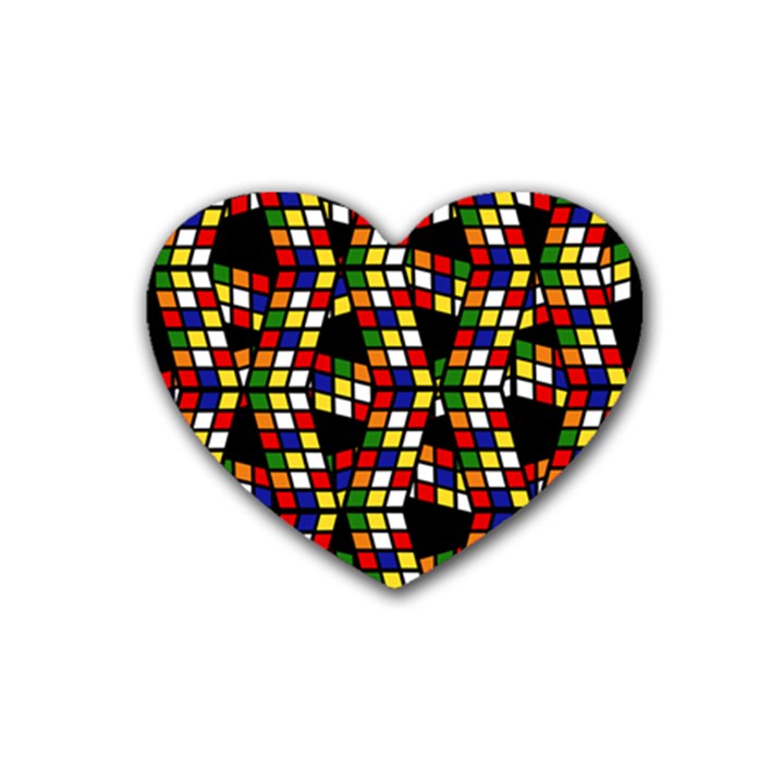 Graphic Pattern Rubiks Cube Cube Heart Coaster (4 pack) 