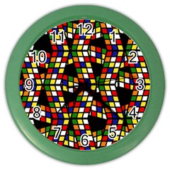 Graphic Pattern Rubiks Cube Cube Color Wall Clock by Pakrebo