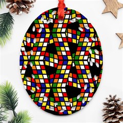 Graphic Pattern Rubiks Cube Cube Ornament (Oval Filigree)