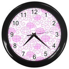 Peony Asia Spring Flowers Natural Wall Clock (black) by Pakrebo