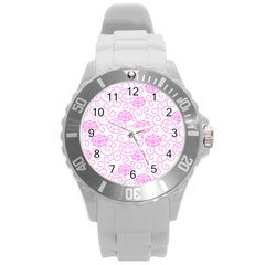 Peony Asia Spring Flowers Natural Round Plastic Sport Watch (l) by Pakrebo