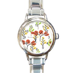 Tree Autumn Forest Landscape Round Italian Charm Watch by Pakrebo