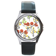 Tree Autumn Forest Landscape Round Metal Watch by Pakrebo