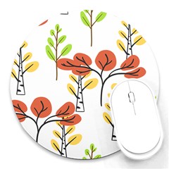 Tree Autumn Forest Landscape Round Mousepads by Pakrebo