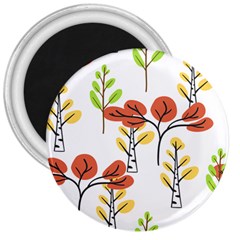 Tree Autumn Forest Landscape 3  Magnets by Pakrebo