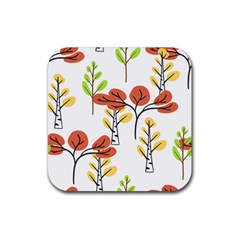 Tree Autumn Forest Landscape Rubber Coaster (square)  by Pakrebo