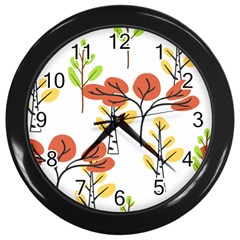 Tree Autumn Forest Landscape Wall Clock (black) by Pakrebo