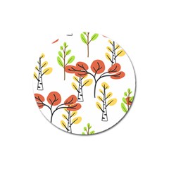 Tree Autumn Forest Landscape Magnet 3  (round) by Pakrebo