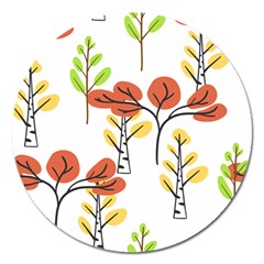 Tree Autumn Forest Landscape Magnet 5  (round) by Pakrebo