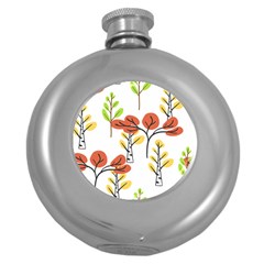 Tree Autumn Forest Landscape Round Hip Flask (5 Oz) by Pakrebo