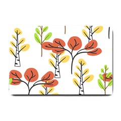 Tree Autumn Forest Landscape Small Doormat  by Pakrebo