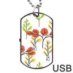 Tree Autumn Forest Landscape Dog Tag Usb Flash (one Side) by Pakrebo