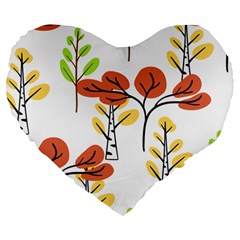 Tree Autumn Forest Landscape Large 19  Premium Flano Heart Shape Cushions by Pakrebo