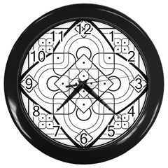 Mandala Drawing Dyes Page Wall Clock (black) by Pakrebo