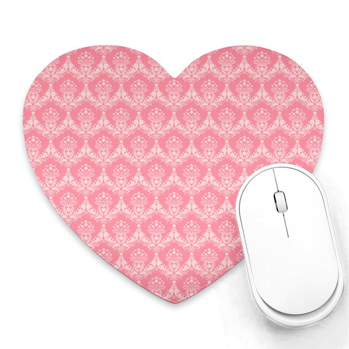 Damask Floral Design Seamless Heart Mousepads