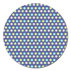 Deep Blue Hemp Pattern Flowers Magnet 5  (round) by Pakrebo