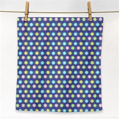 Deep Blue Hemp Pattern Flowers Face Towel by Pakrebo