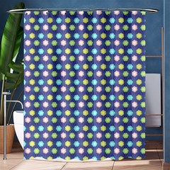 Deep Blue Hemp Pattern Flowers Shower Curtain 60  X 72  (medium)  by Pakrebo